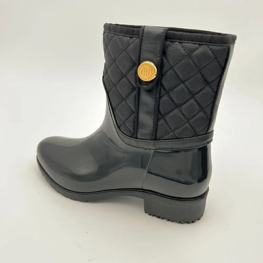 Tommy Hilfiger Shoes Women's Size 7 Black Freza Rain Boots Designer Waterproof